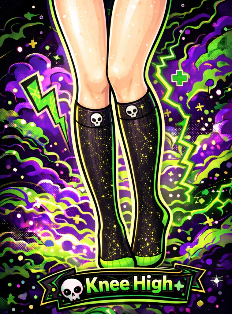 Black Gothic ‘72’ Nylon Knee High Socks