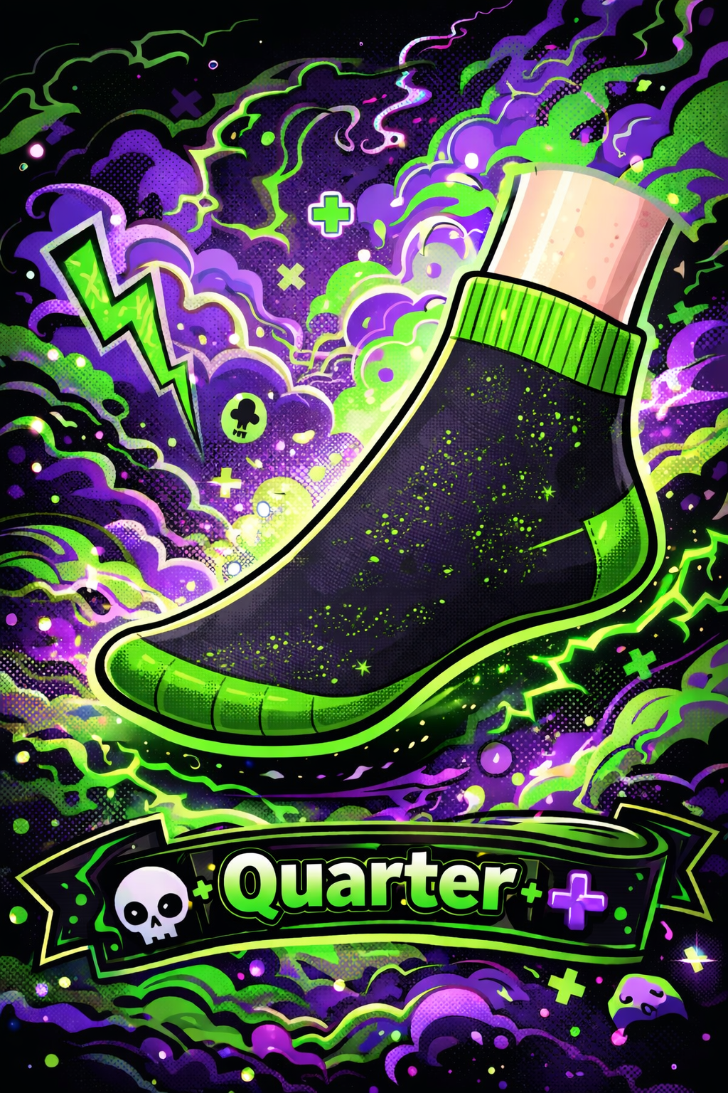 Neon Green ‘72’ Fishnet Quarter Socks