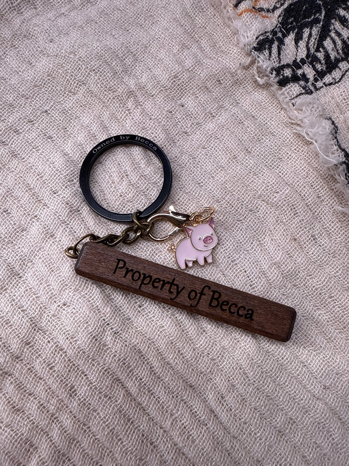 Wooden ‘Becca’ Keyring
