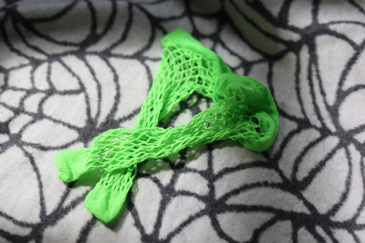 Neon Green ‘72’ Fishnet Quarter Socks