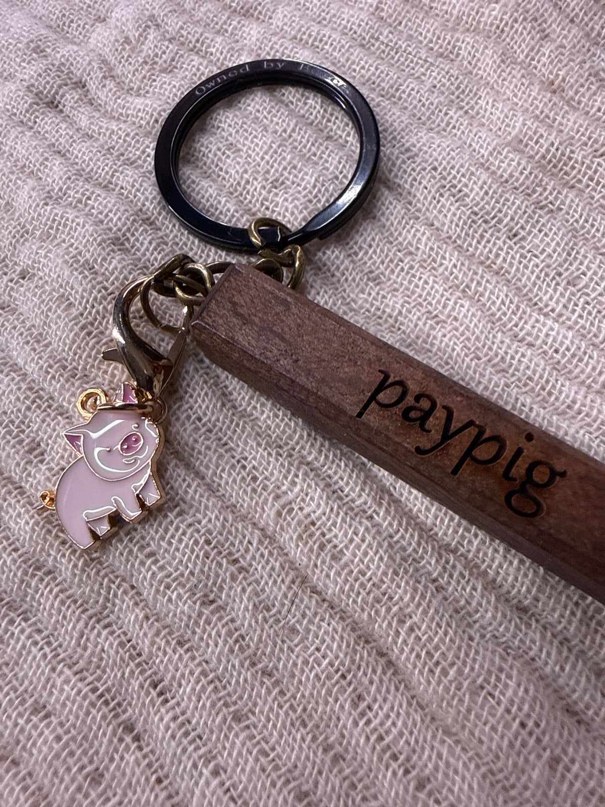 Wooden Piggy Keyring