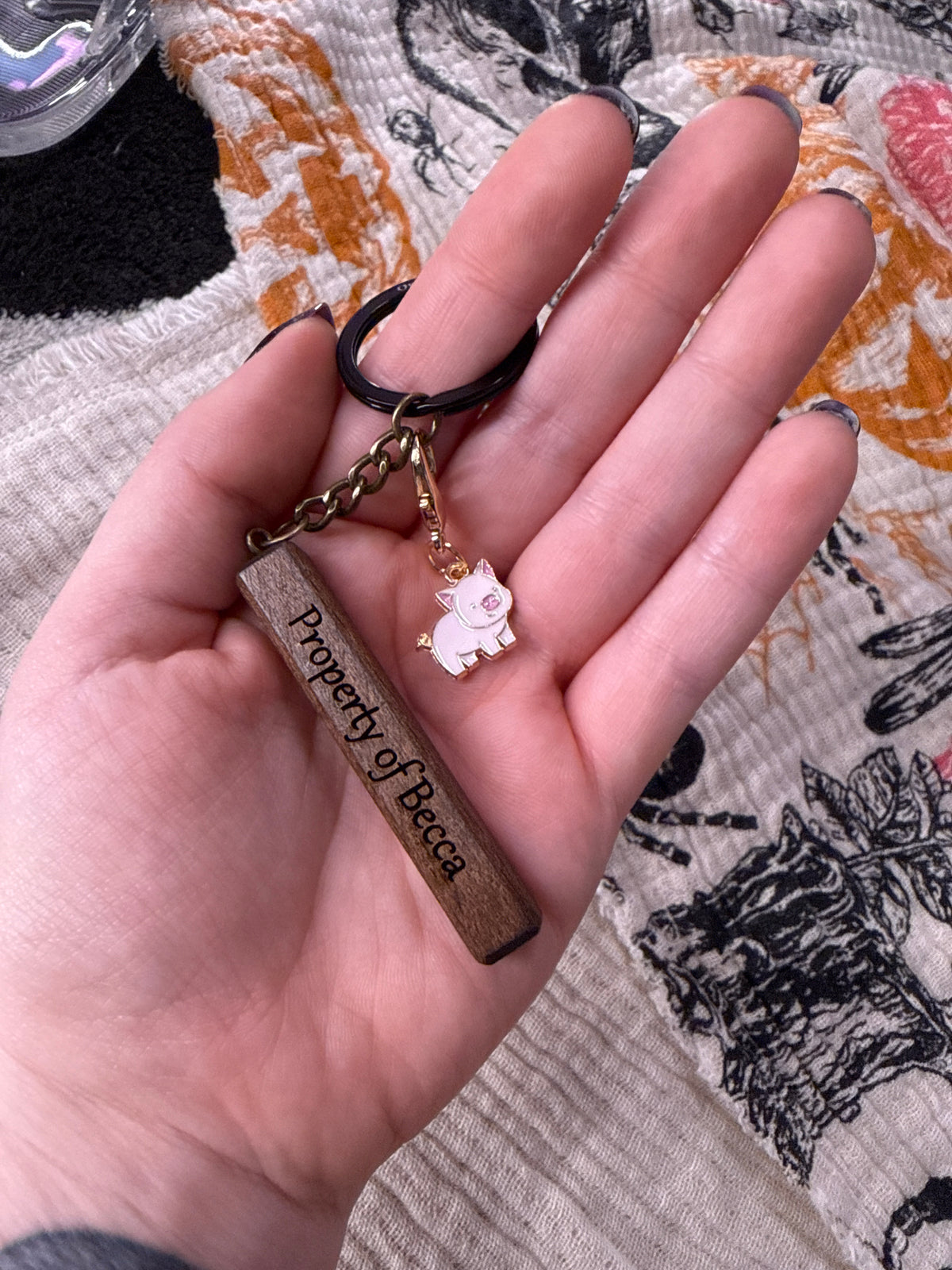 Wooden ‘Becca’ Keyring
