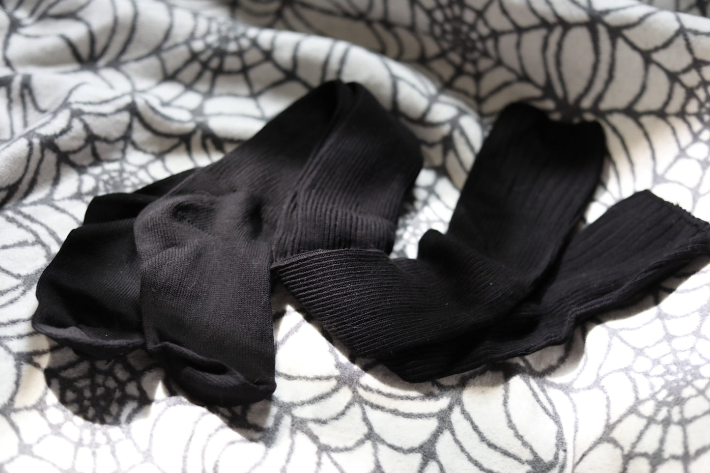 Black ‘96’ Thigh High Knit Socks