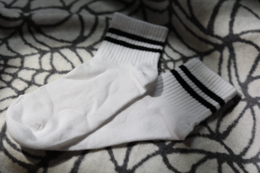 White & Black Stripe ‘48’ Quarter Socks