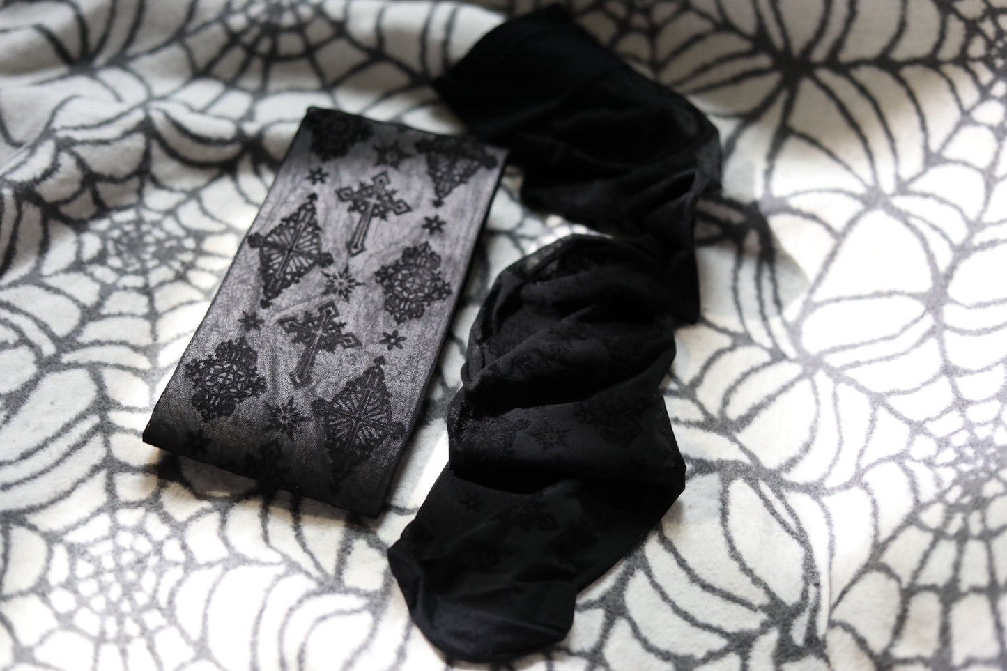 Black Gothic ‘72’ Nylon Knee High Socks