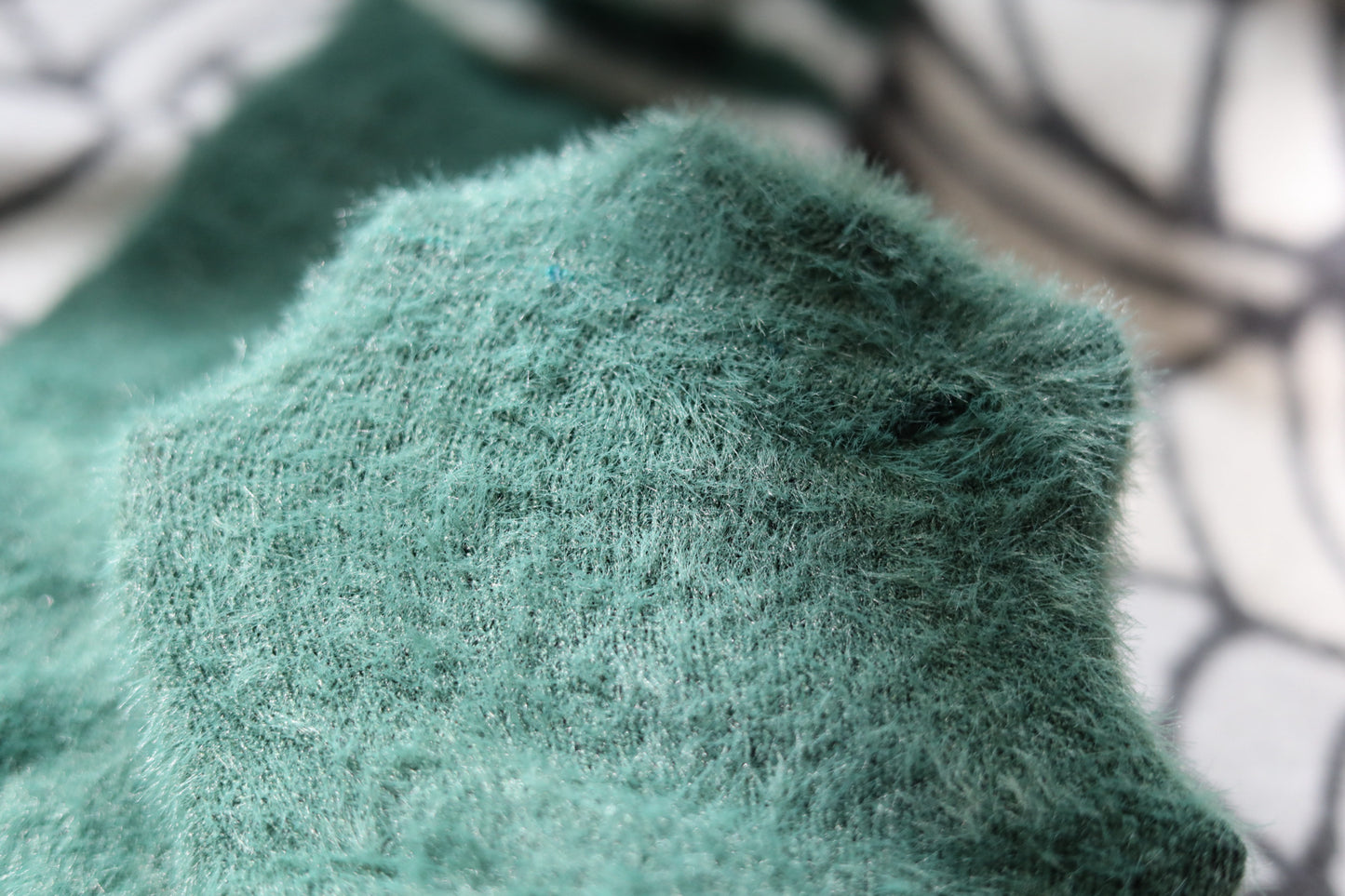 Fluffy Green Stripe ‘72’ Long Crew Socks