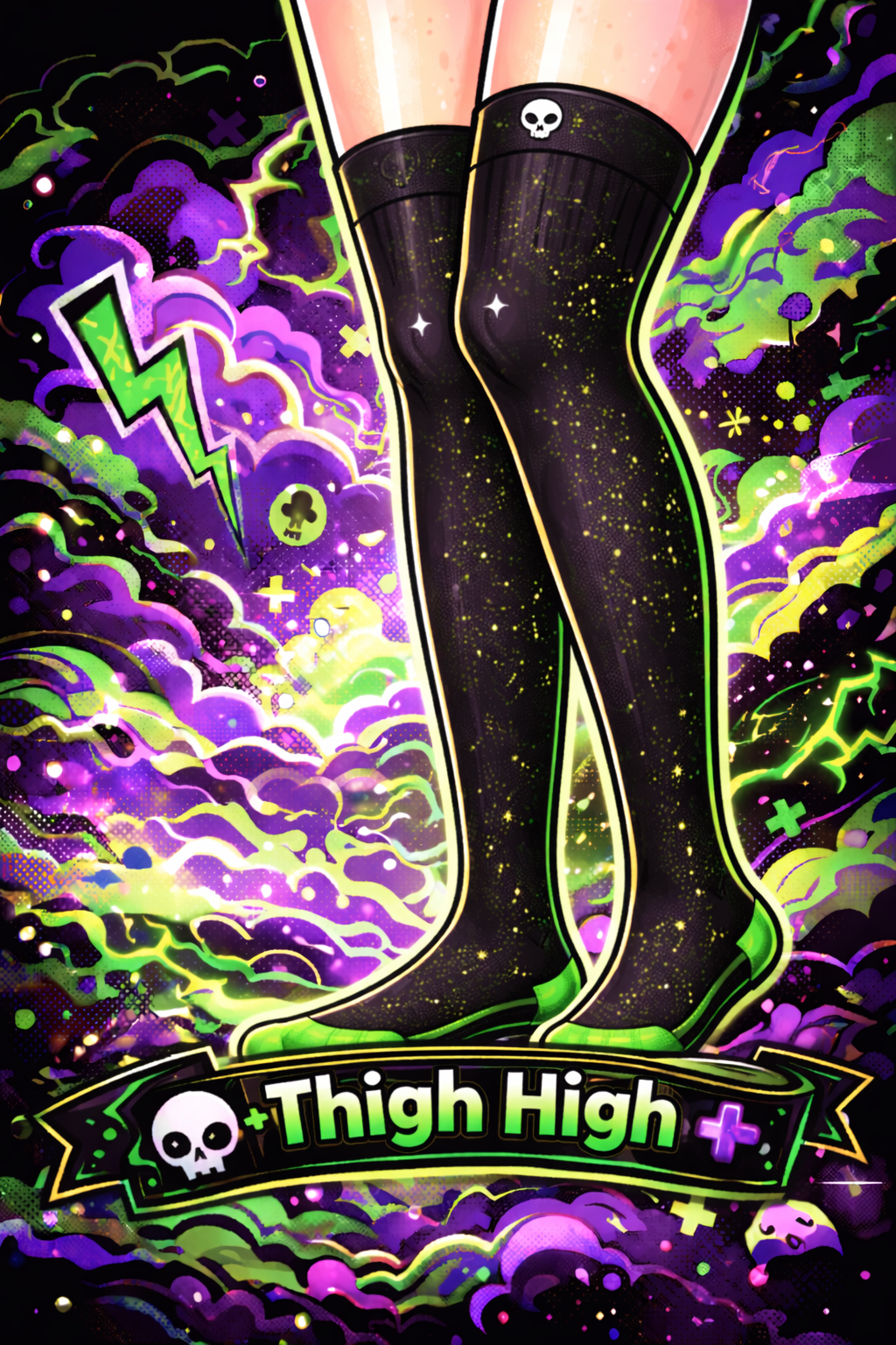 Black ‘96’ Thigh High Knit Socks