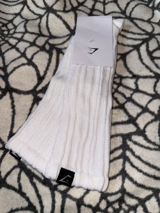 White Rest Day Scrunched ‘72’ Long Crew Socks